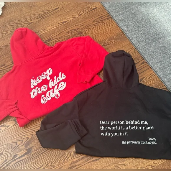 Hoodie sweatshirt Keep the kids safe Black Grand Mingo You are enough Red XL - Picture 1 of 13